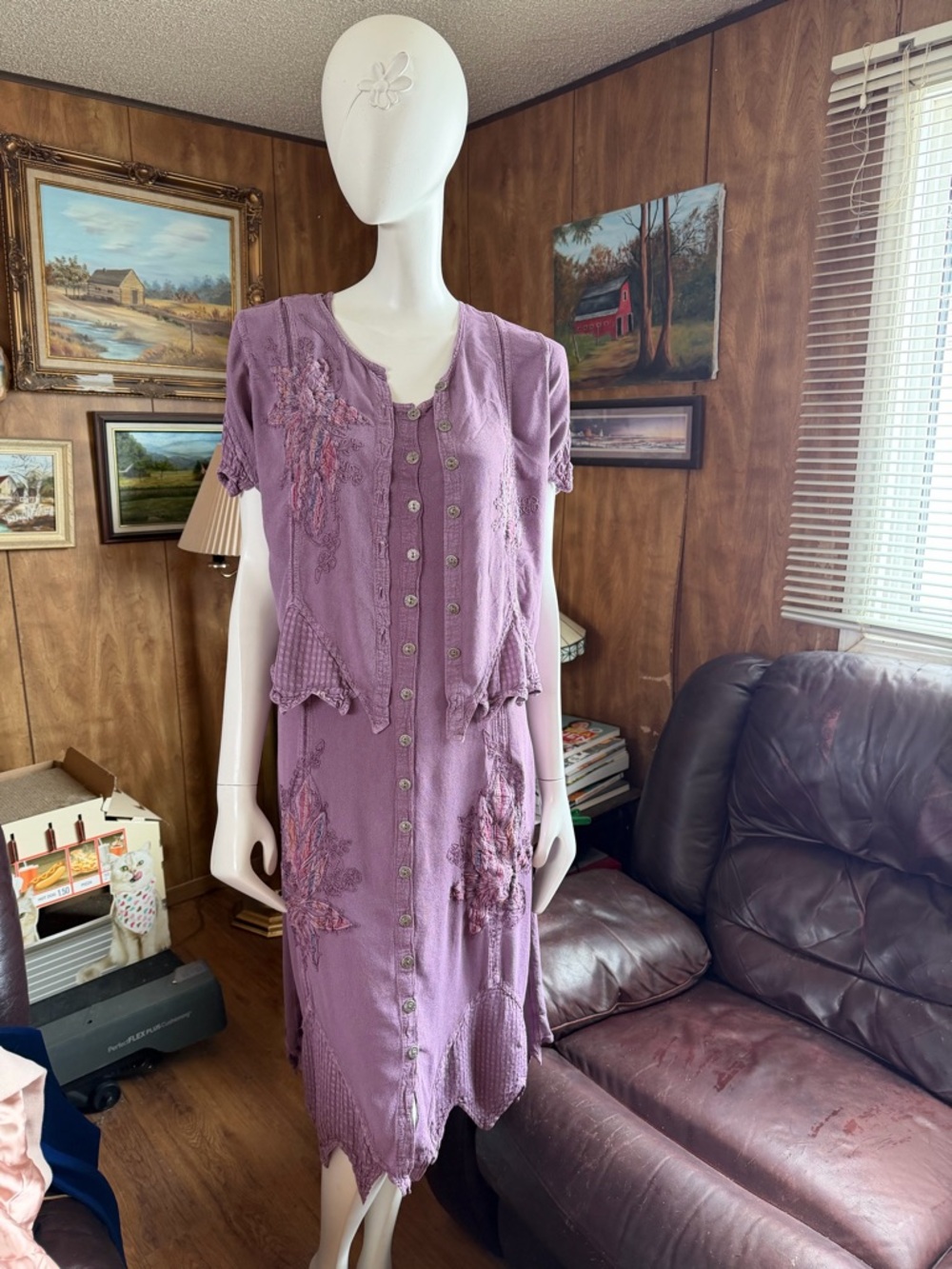 Vintage Boho Cottagecore Embroidered Dress